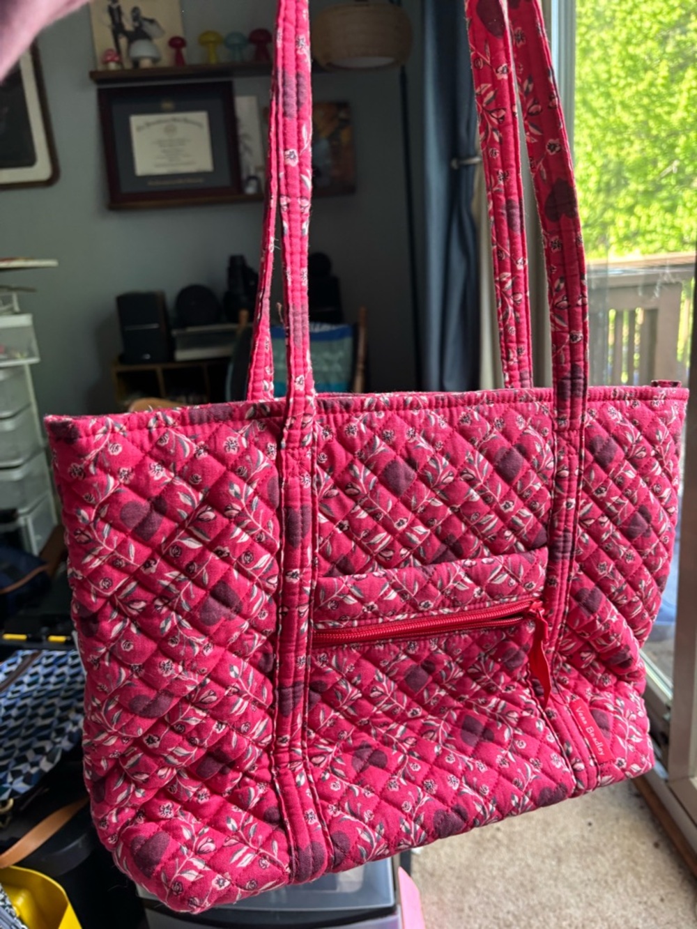 Vera Bradley Quilted Pink Floral and heart Tote Bag